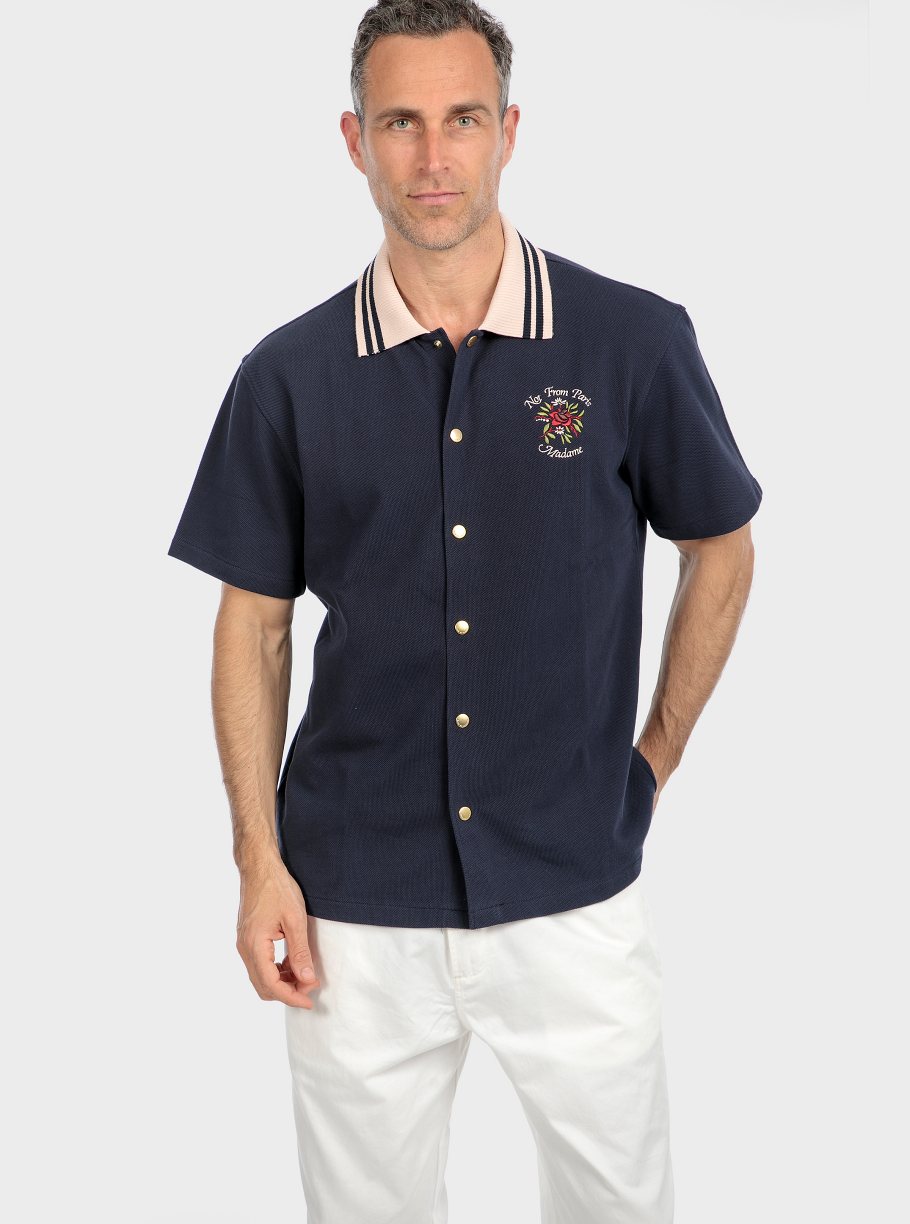 Camisa m/corta piqué raya cuello - Imagen 4