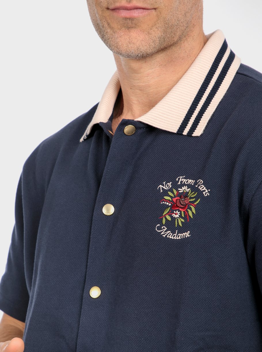 Camisa m/corta piqué raya cuello - Imagen 6