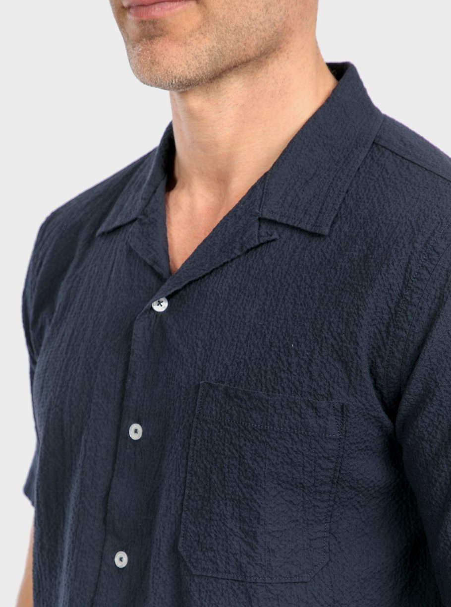 Camisa m/corta lisa seersucker - Imagen 3