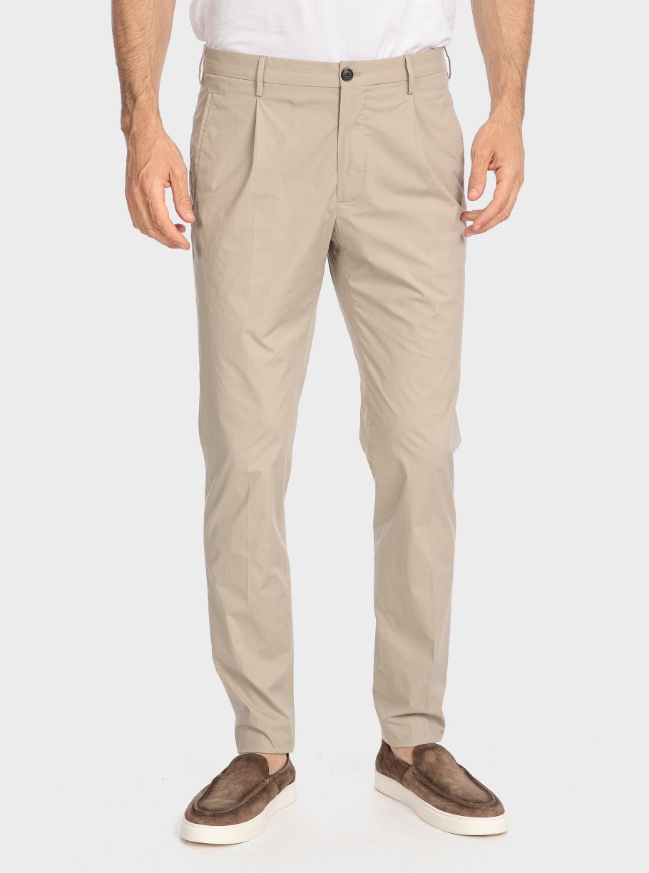 Pantalón pinzas popeline algodón