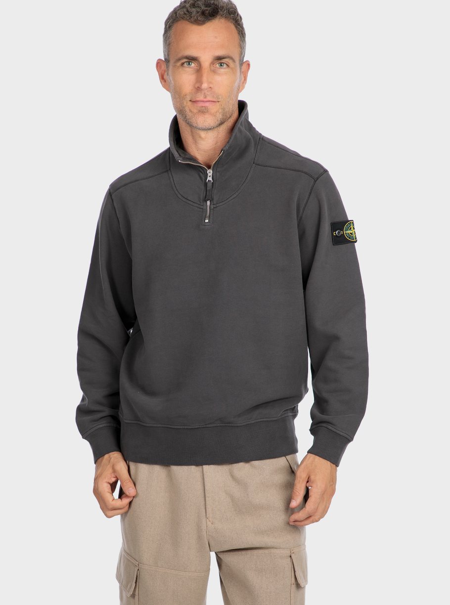 Sudadera media cremallera lavada